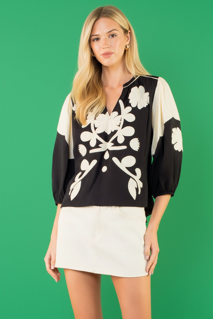 Embroidered Detail Top