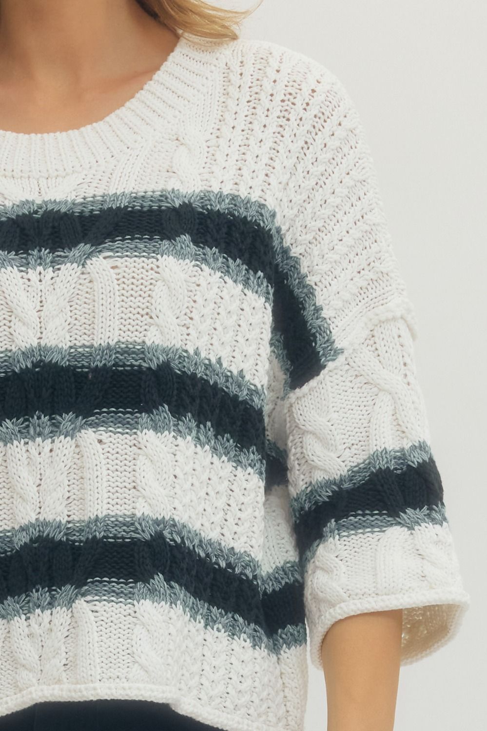 3/4 Sleeve Striped Knit