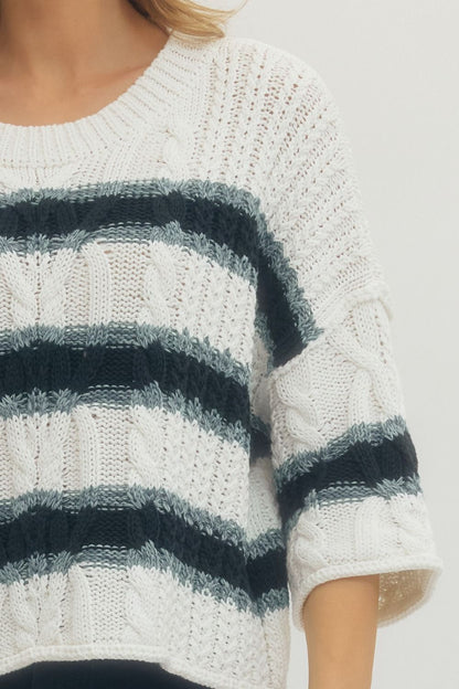 3/4 Sleeve Striped Knit