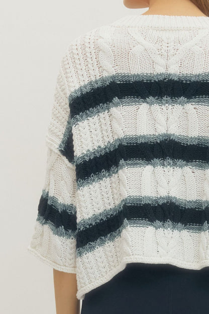 3/4 Sleeve Striped Knit