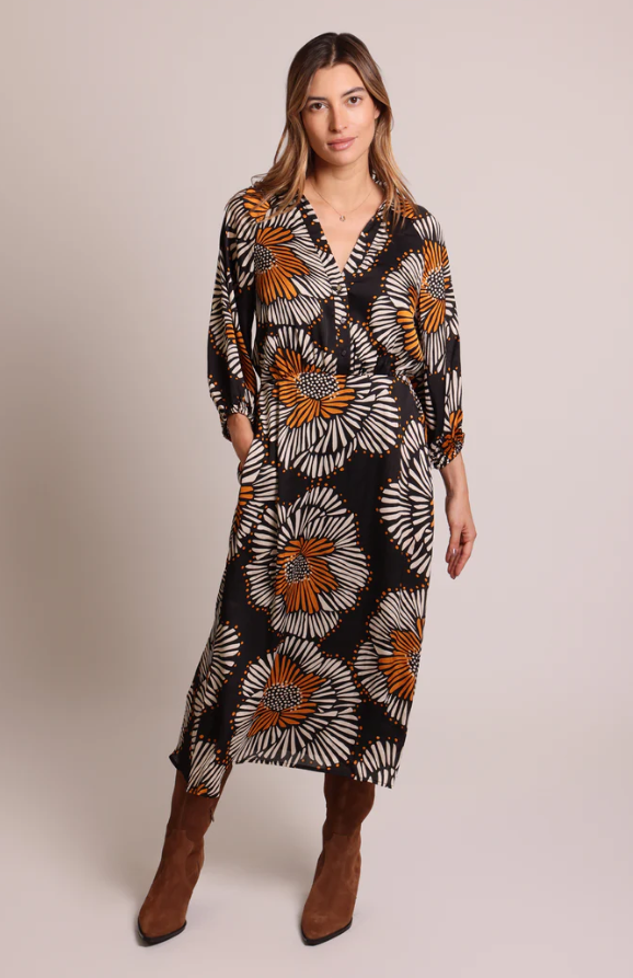 Orange Floral Shirt Dress