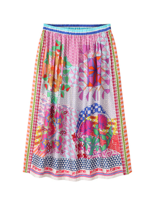 Artsy Satin Midi Skirt