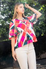 Load image into Gallery viewer, Geometric Puff Sleeve Top
