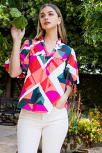 Load image into Gallery viewer, Geometric Puff Sleeve Top
