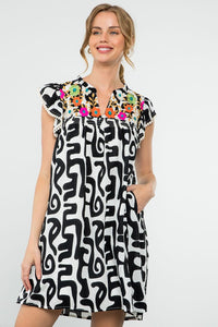 Embroidered Abstract Dress