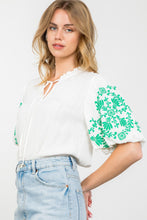 Load image into Gallery viewer, Embroidered Puff Sleeve Top
