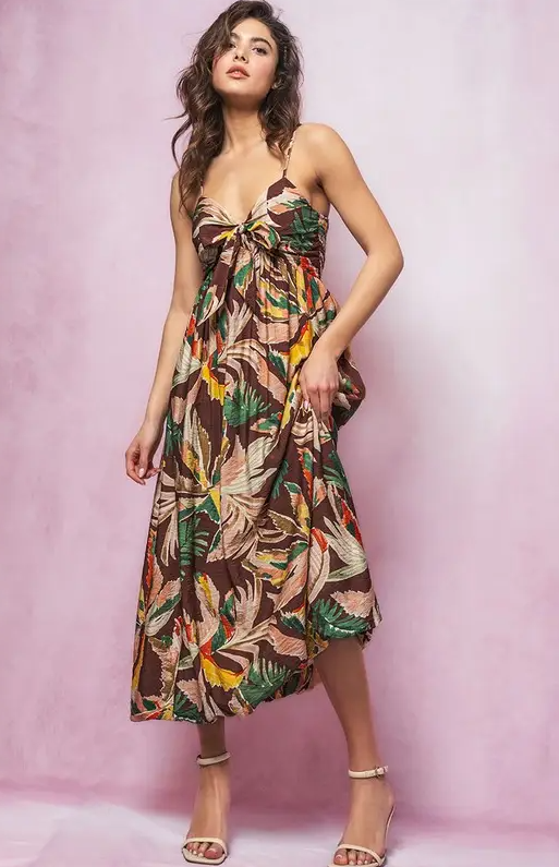 Tropical Sweetheart Neckline Dress