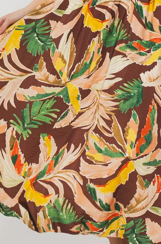 Tropical Sweetheart Neckline Dress