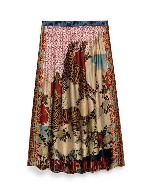 Artsy Satin Midi Skirt