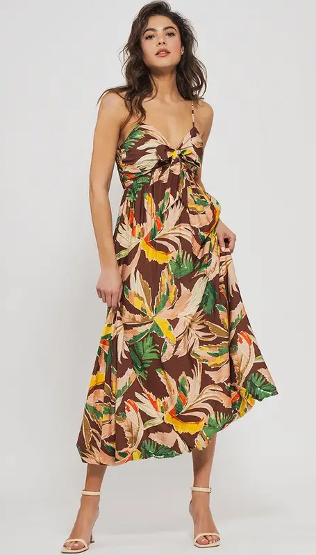 Tropical Sweetheart Neckline Dress