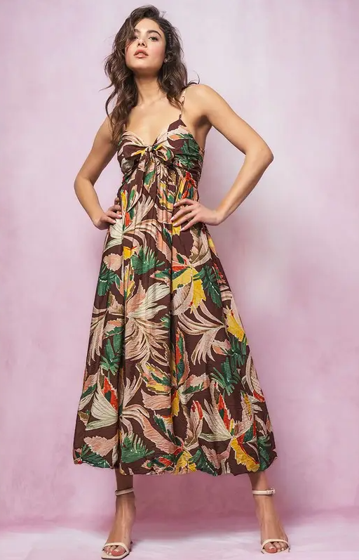 Tropical Sweetheart Neckline Dress