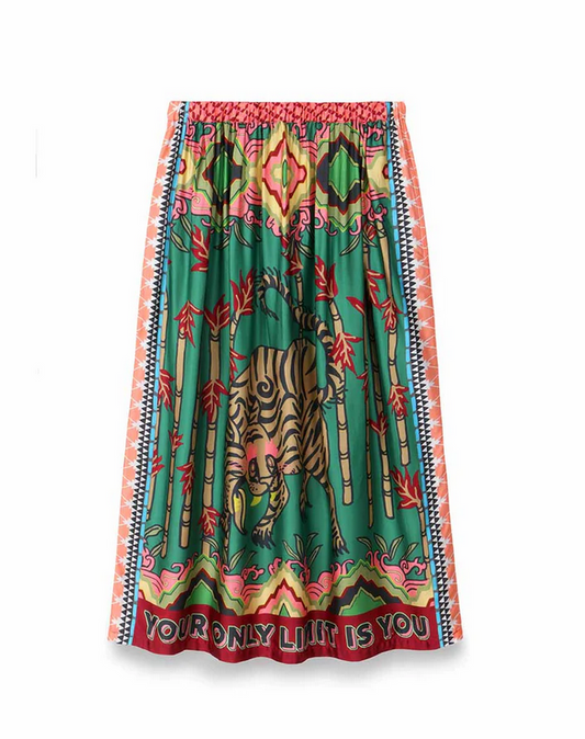 Tiger Printed Midi Skirt