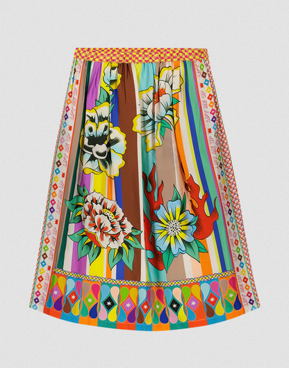 Flower Printed Midi Skirt