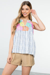 Embroidered Keyhole Tank