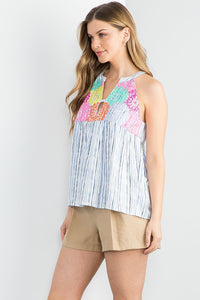 Embroidered Keyhole Tank