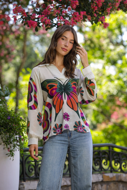 Half Placket Butterfly Top