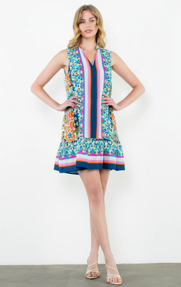 Sleeveless Center Stripe Dress