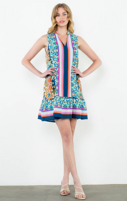 Sleeveless Center Stripe Dress