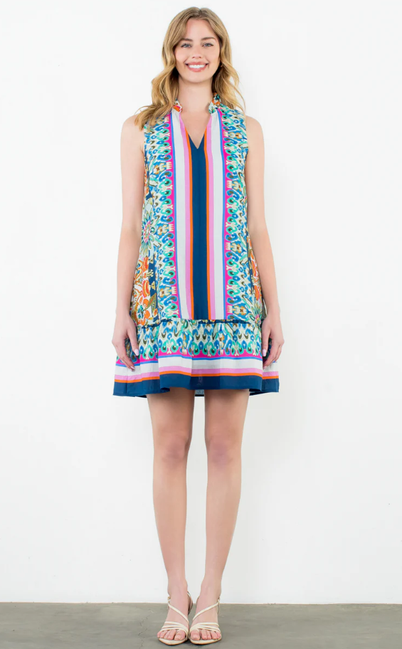 Sleeveless Center Stripe Dress