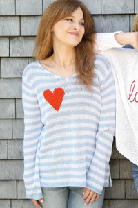 Striped Heart Sweater