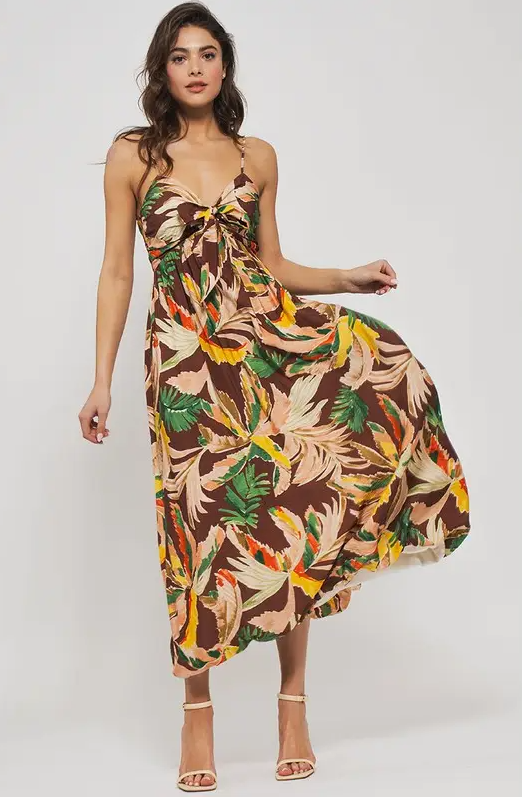 Tropical Sweetheart Neckline Dress