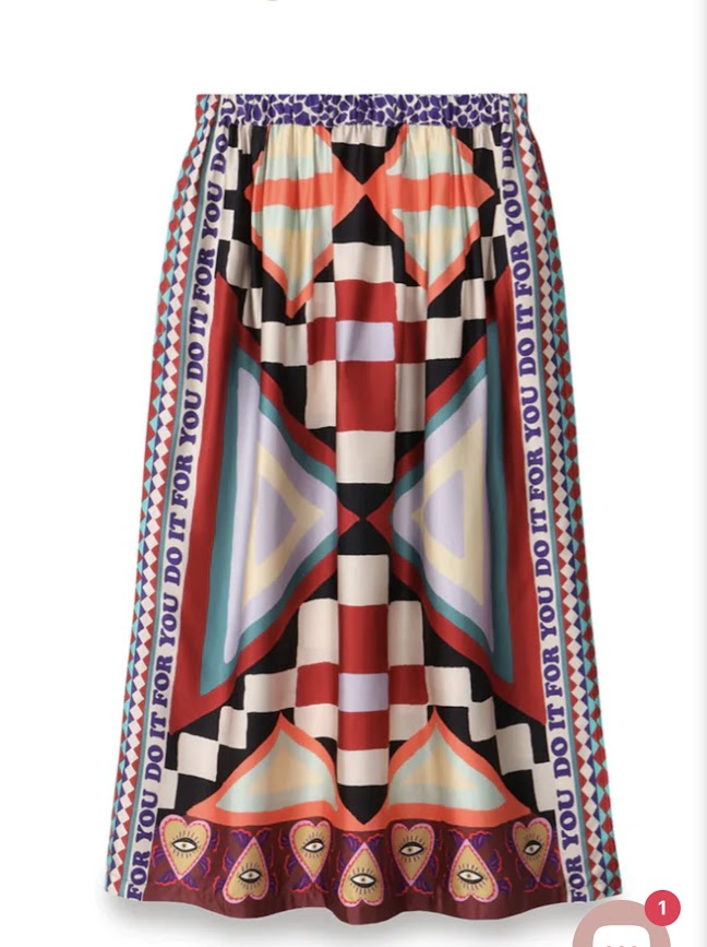 Me369 Printed Color Block Midi Skirt