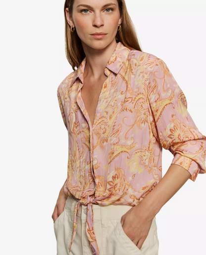 Printed Tie Front Top