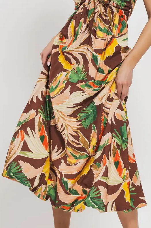 Tropical Sweetheart Neckline Dress