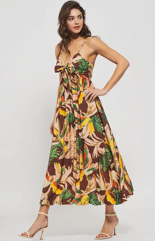 Tropical Sweetheart Neckline Dress