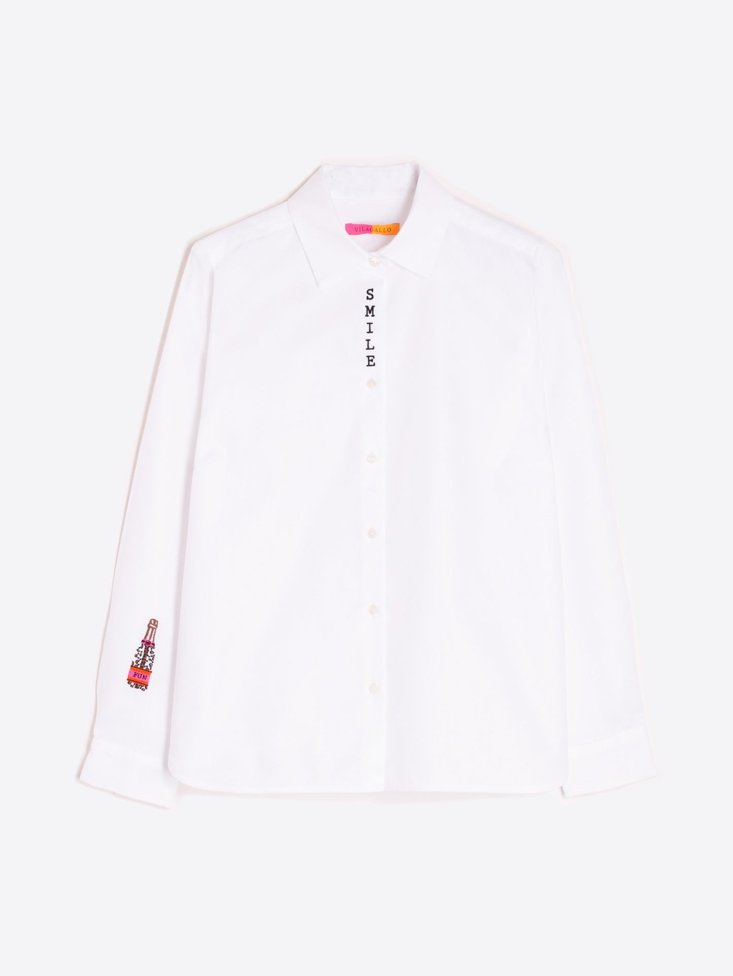 Embroidered Smile Button Up