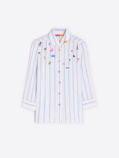 Embroidered Striped Shirt