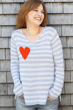 Load image into Gallery viewer, Striped Heart Sweater
