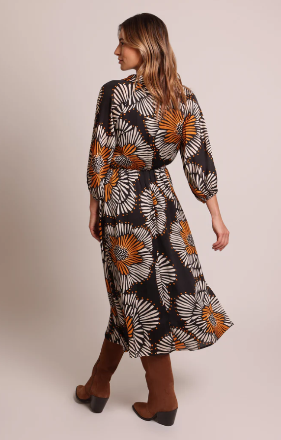 Orange Floral Shirt Dress