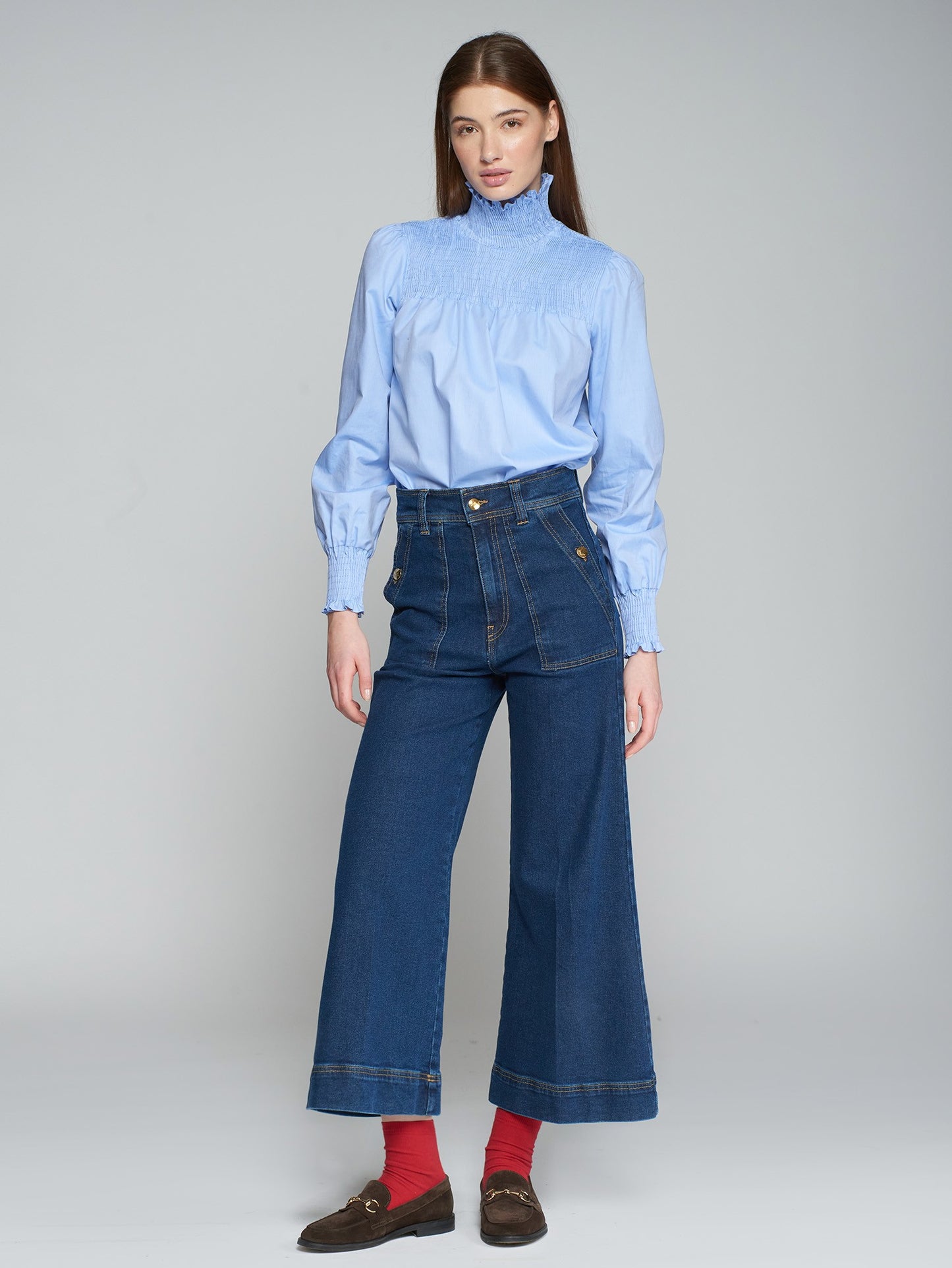 High Rise Denim Trouser