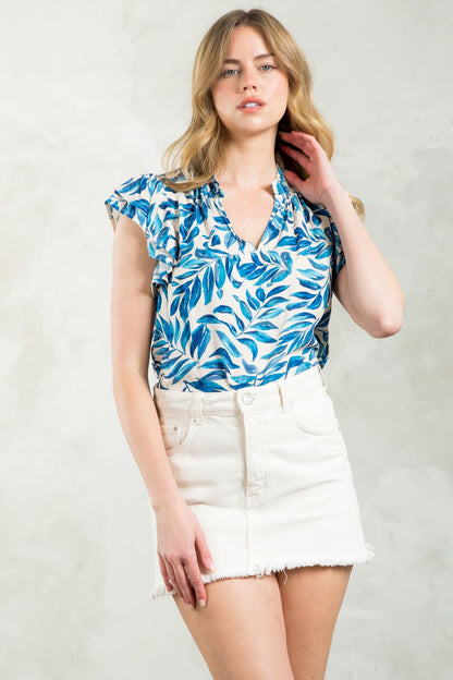 Blue Botanical Top