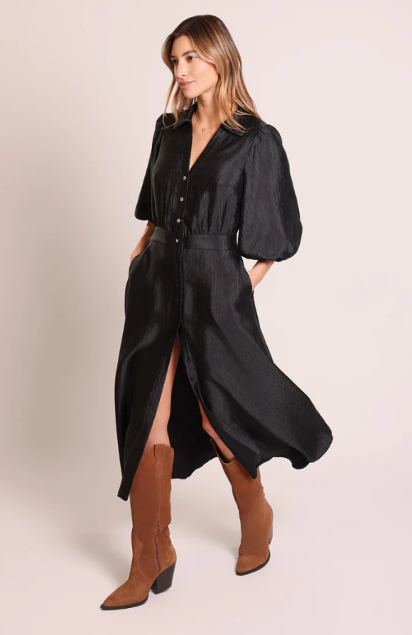 Bling Button Shirt Dress