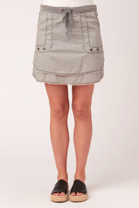 Tiered Frayed Skirt - Grey