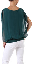 Load image into Gallery viewer, Banded Silk Top - Forest Green
